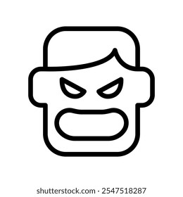 Angry face icon in thin line style vector illustration graphic design