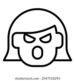 Angry face icon in thin line style vector illustration graphic design