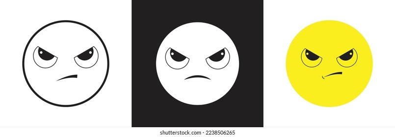 Angry face icon. Upset, disappointed face emoji, Vector illustration.