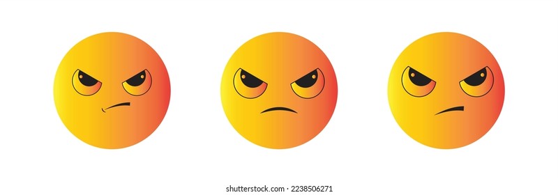 Angry face icon. Upset, disappointed face emoji, Vector illustration.