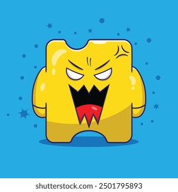 Angry face illustration cartoon. flat vector puzzle character cartoon icon mascot illustration vector concept