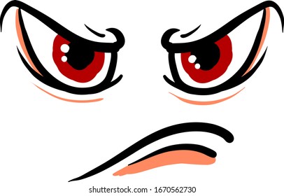 Angry face, illustration, vector on white background.