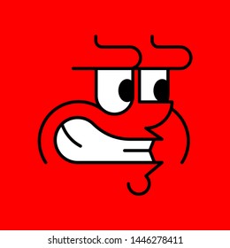 Angry face isolated. Evil red head. Vector texture 
