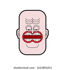 Angry face isolated. grumpy head man. vector illustration