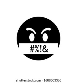 cara enojada. Aislado sobre el emoticono blanco. Lengua obscena. Vector