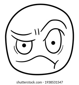 Angry face line art cartoon