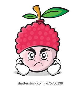 Angry face lychee cartoon character style