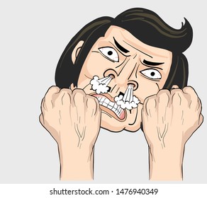 angry face of man action cartoon, vector
