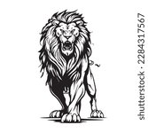 Angry face mascot muscular lion king. black white line art vector illustration