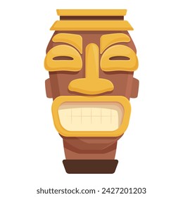 Angry face mask icon cartoon vector. Aztec altar. Statue ancient