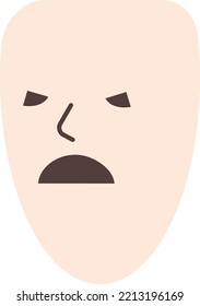 Angry face mask. Negative emotion. Unhappiness symbol isolated on white background