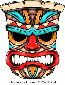 The angry face mask from the tiki island with the bright colour as the ornament