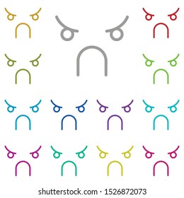 Angry, face multi color icon. Simple thin line, outline vector of emotion icons for ui and ux, website or mobile application