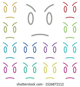 Angry, face multi color icon. Simple thin line, outline vector of emotion icons for ui and ux, website or mobile application