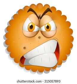 Cara enojada en la ilustración de la cookie