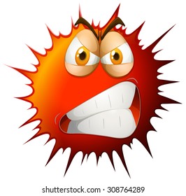 Angry face on red splash illustration