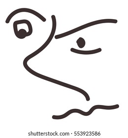 Angry face. One line. Smile. Vector. Background.
