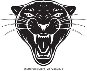 Angry face of panther silhouette vector artwork