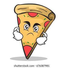 Angry Face Pizza Character Cartoon