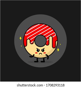 Angry Face Red Donut Vector