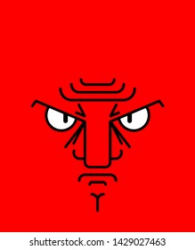 Angry face red. Evil emotion. Dissatisfied head