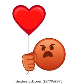 Angry face with red heart baloon Large size of red emoji smile