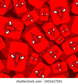 Angry face red pattern seamless. Evil emotion background. Dissatisfied head texture