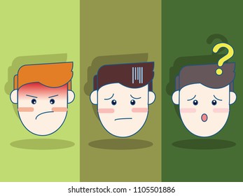 Angry face - Sad face - Face doubt