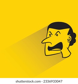 angry face with shadow on yellow background