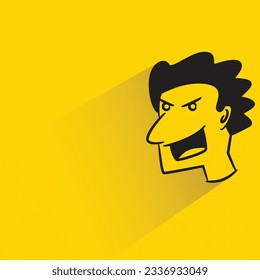 cara enojada con sombra sobre fondo amarillo