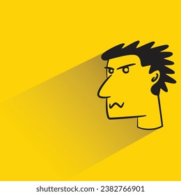 angry face with shadow on yellow background