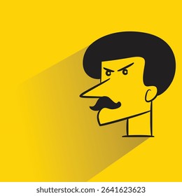 angry face with shadow on yellow background