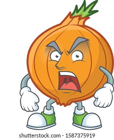 angry face of shallot cartoon character style