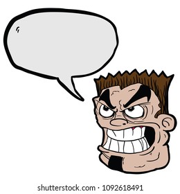 angry face with speech bubble cartoon illlustration isolated on white