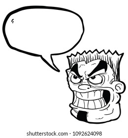 angry face with speech bubble cartoon illlustration isolated on white