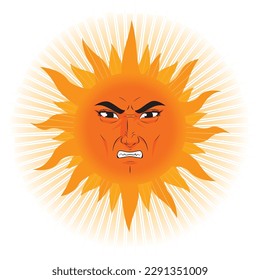 angry face sun face illustration