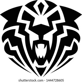 Angry face tiger in flat style on the white background. Simple vector animal in silhouette style for element design. Vector illustration EPS.8 EPS.10