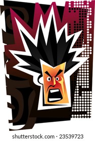 Angry face. Vector illustration.