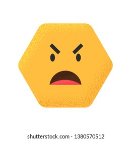 Angry Face Vector Illustration Yellow Hexagon Emoji