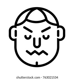 Angry Face vector outline icon