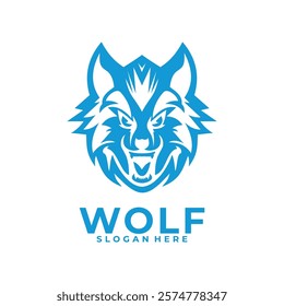 Angry Face Wolf logo icon. Wolf logo vector design template