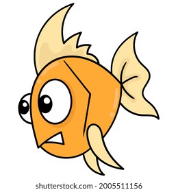 angry faced goldfish, vector illustration carton emoticon. doodle icon drawing