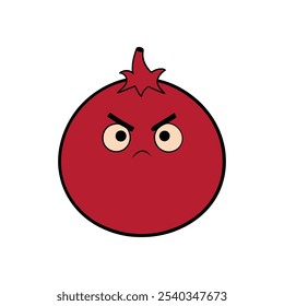 Angry faced pomegranate vector illustration.