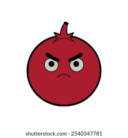 Angry faced pomegranate vector illustration.