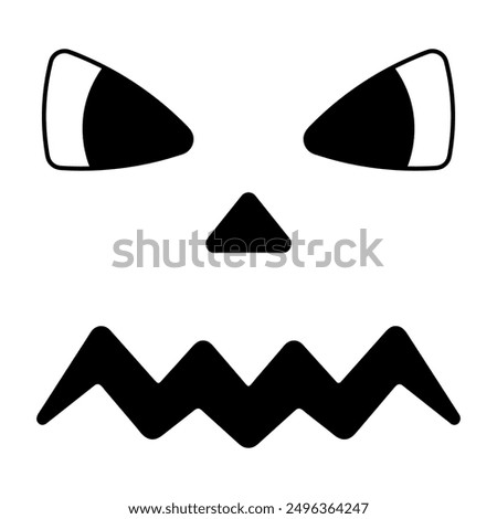 Angry facial expression. Mask. Sketch. Vector illustration. Outline on isolated white background. Doodle style. An ominous grimace. Menacing look. Idea for web design.