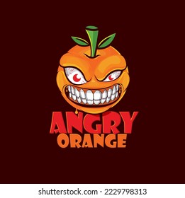 Angry fast Orange moving ninja horror logo character cartoon vector 