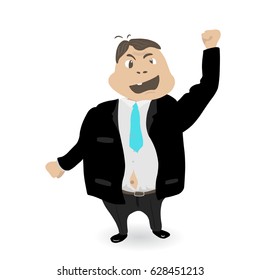 Angry fat businesman. vector illustration.