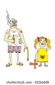 angry father and crying daughter