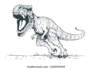 Angry fearless reptile tyrannosaurus rex