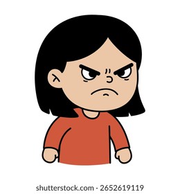 Angry Female Kid Cartoon Graphic